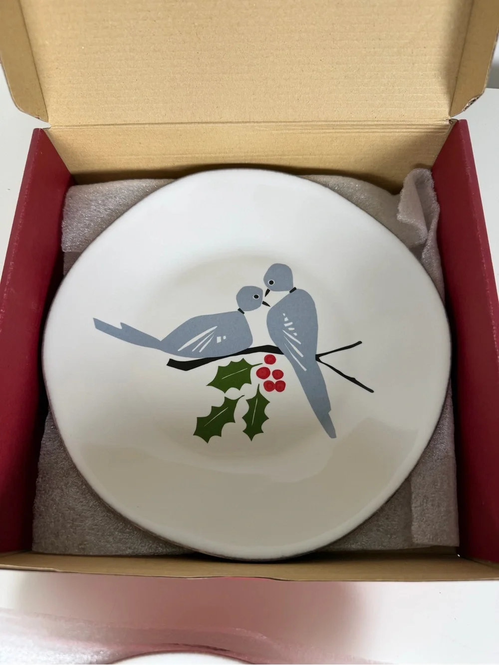 Set of 4 Crate and Barrel “Marin - Winter Birds” Salad Plates 8 1/4”